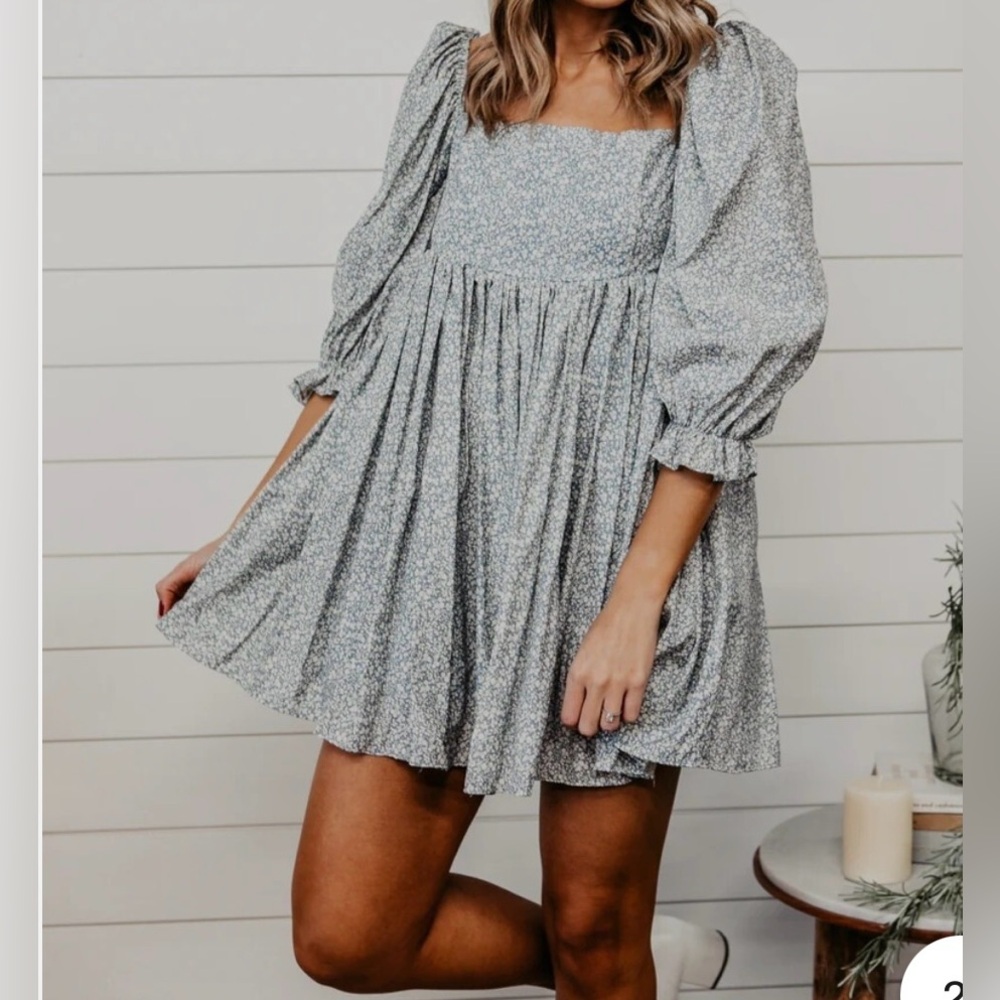 🧋Mable Pink Puff Long Sleeve Women's Mini Dress🧋3/$22